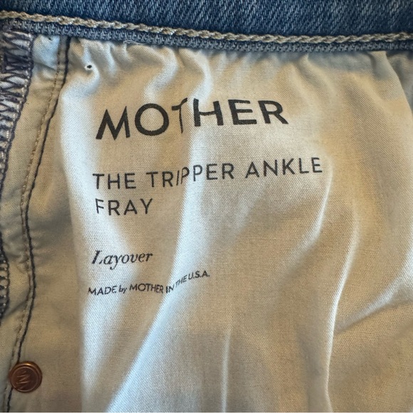 Mother Women’s Denim Jeans Tripper Ankle Fray Layover Wash Size 28 Button Fly - Picture 9 of 11